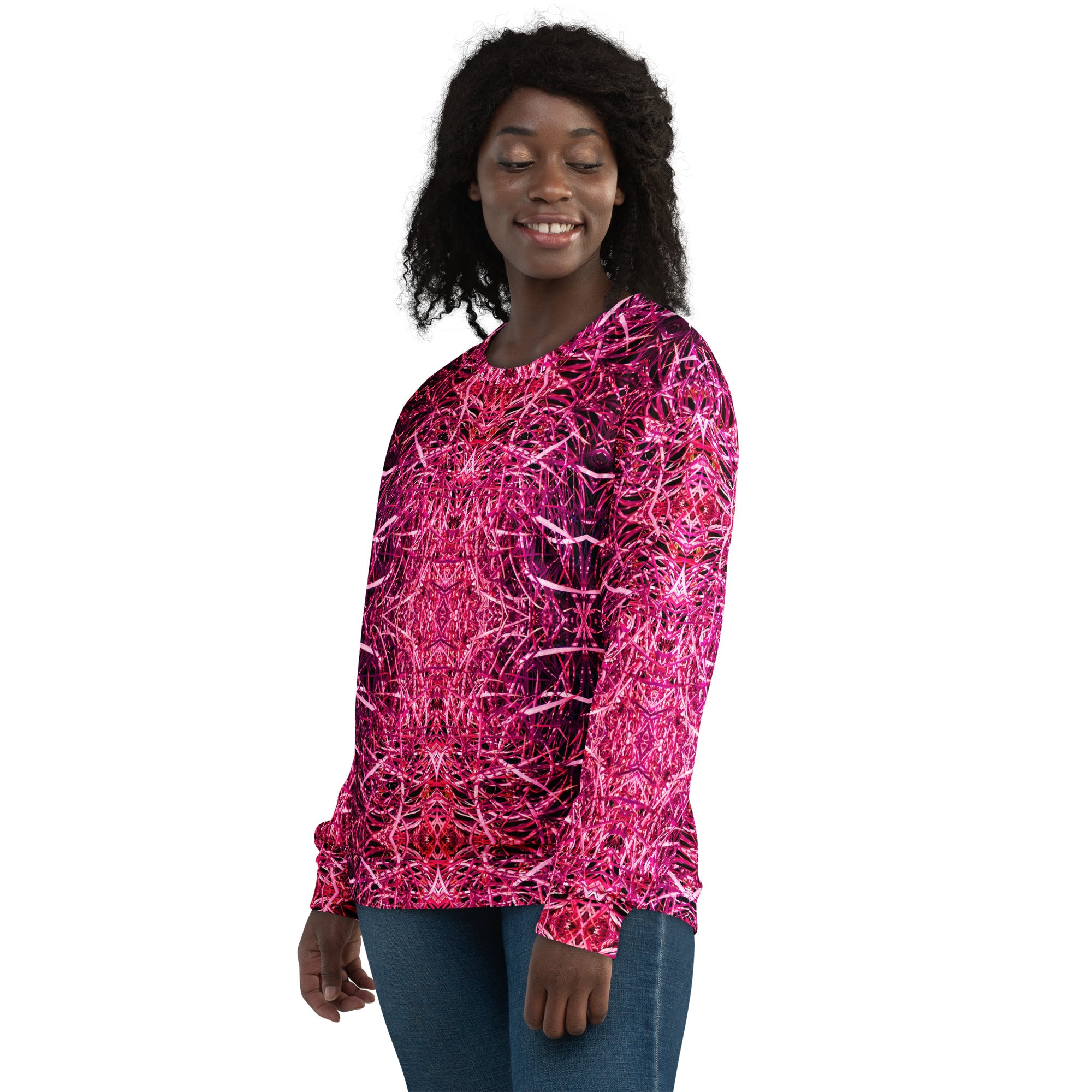 Magenta Cacti Women's Eco-Friendly Sweatshirt Triboca Arts   