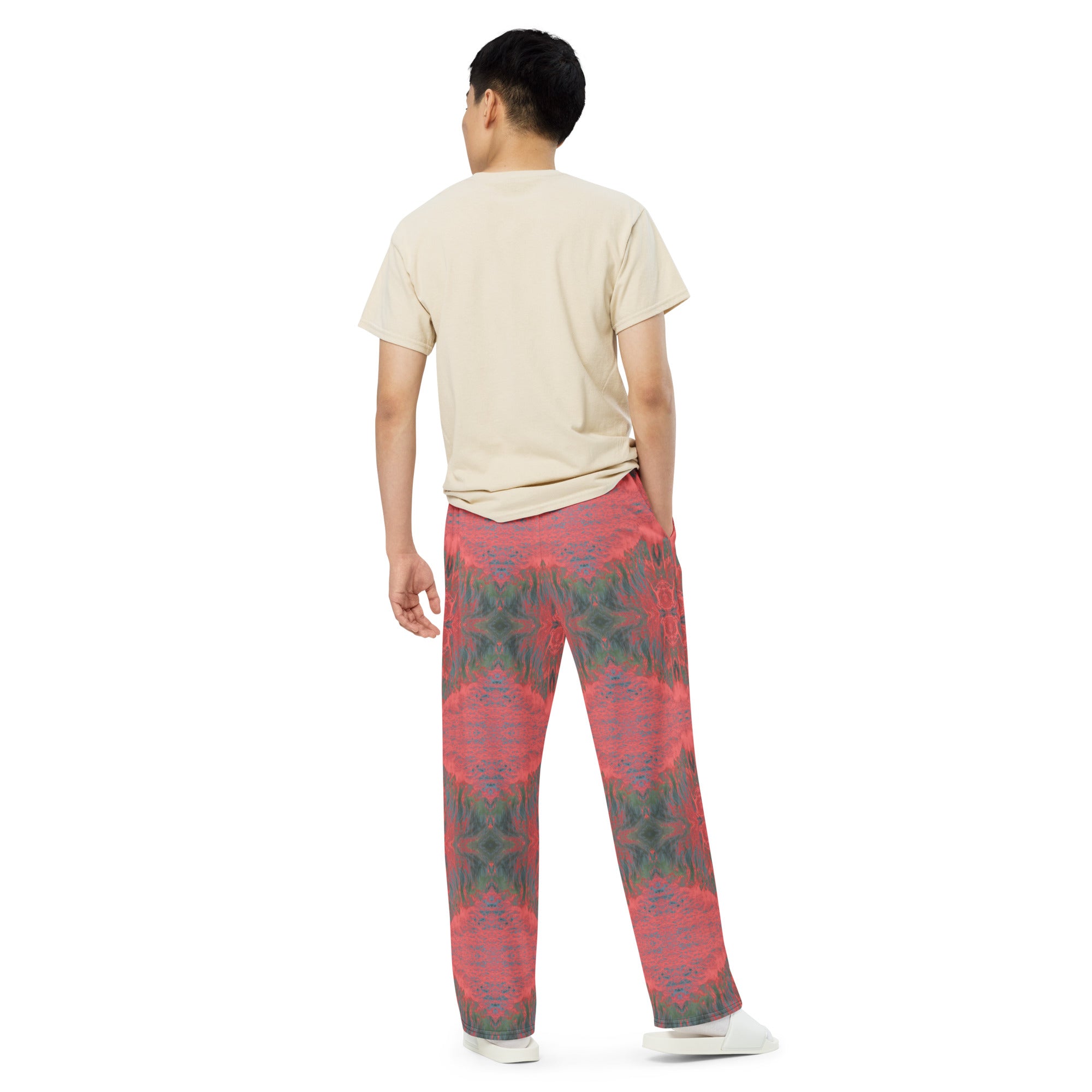 Salmon Reef Unisex Wide-Leg Pajama Pants Triboca Arts   
