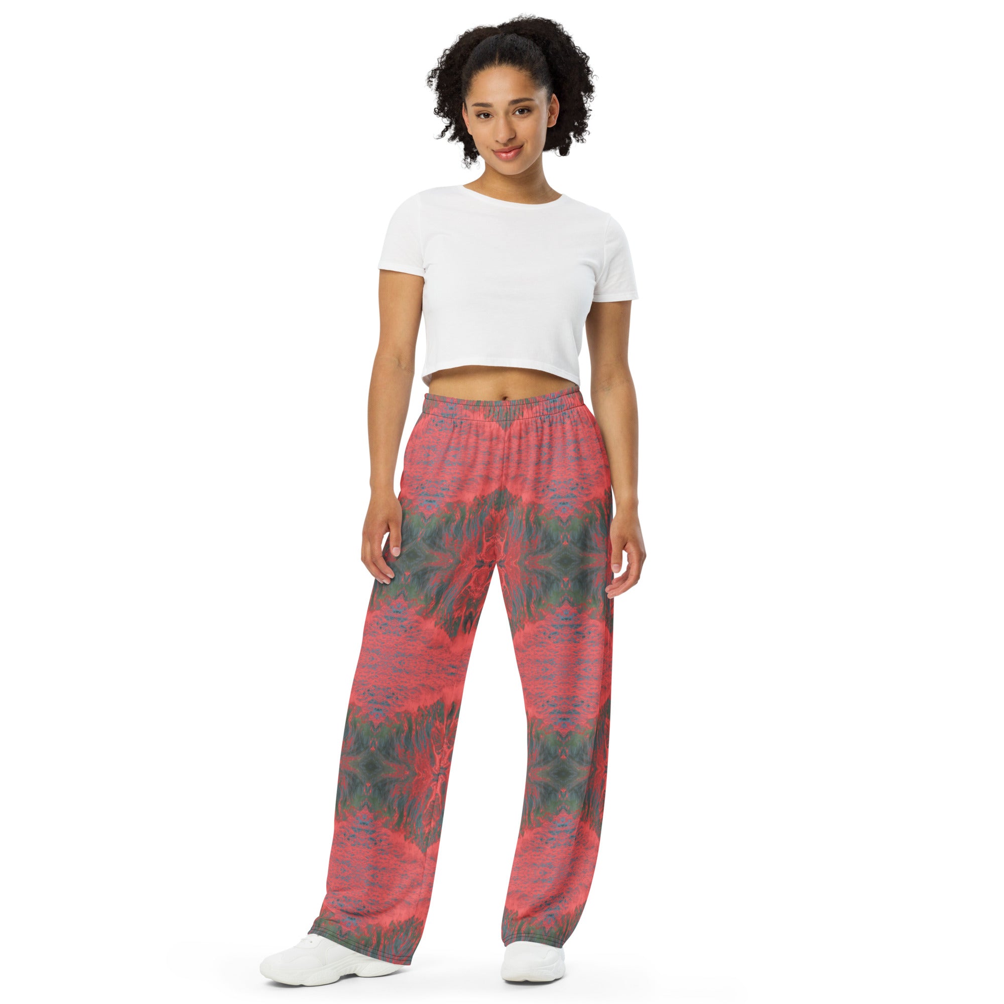 Salmon Reef Unisex Wide-Leg Pajama Pants Triboca Arts   