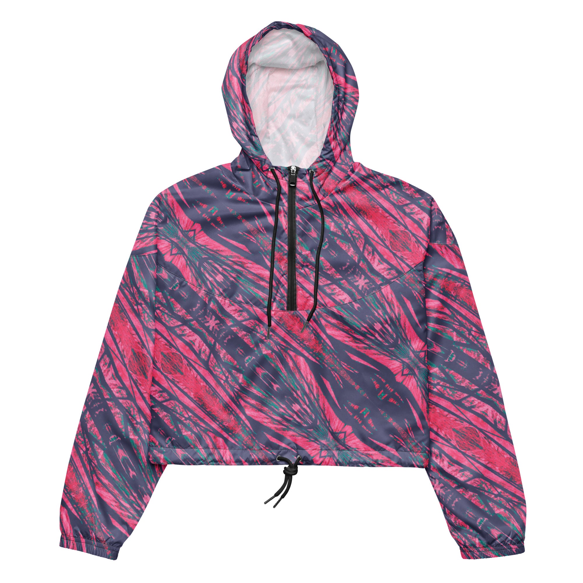 Shadows Gray On Pink Women’s Cropped Windbreaker Triboca Arts   