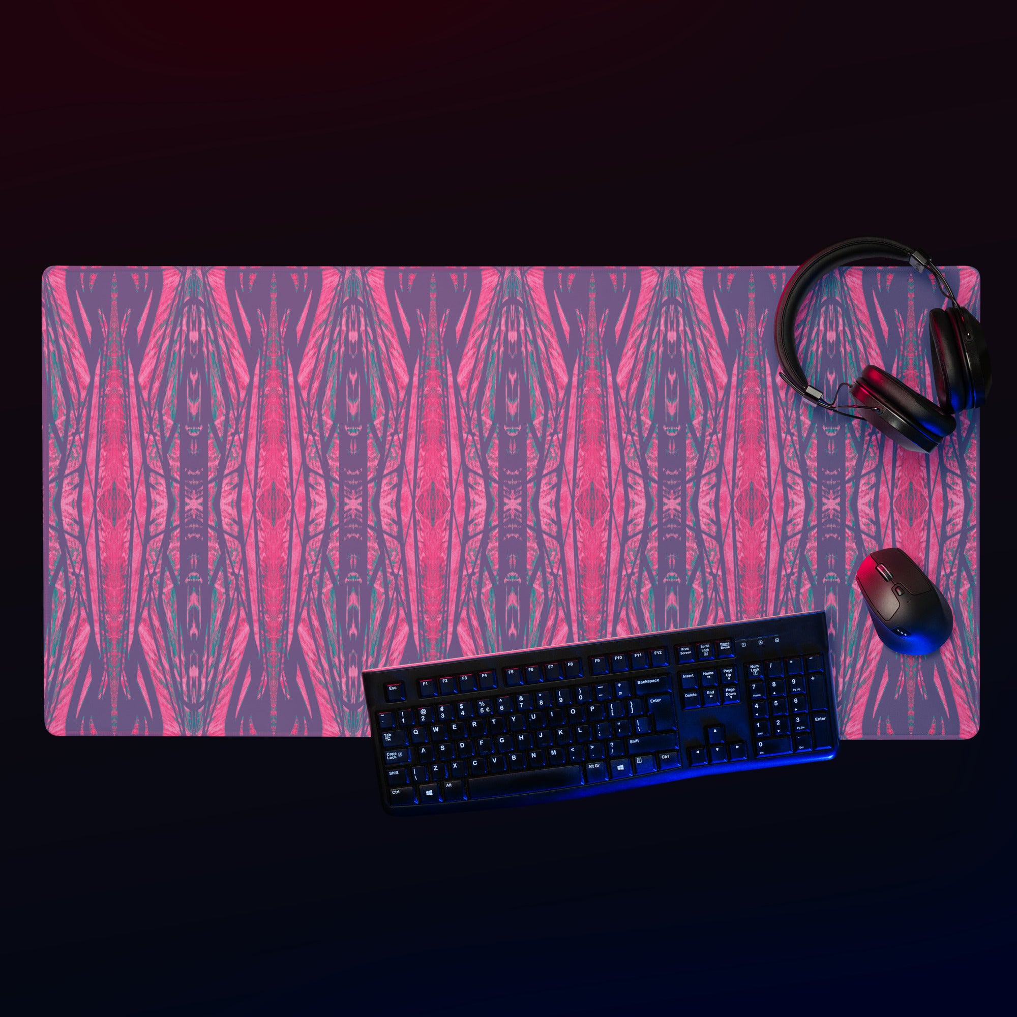 Shadows Gray On Pink Gaming Mouse Pad Triboca Arts 36″×18″  