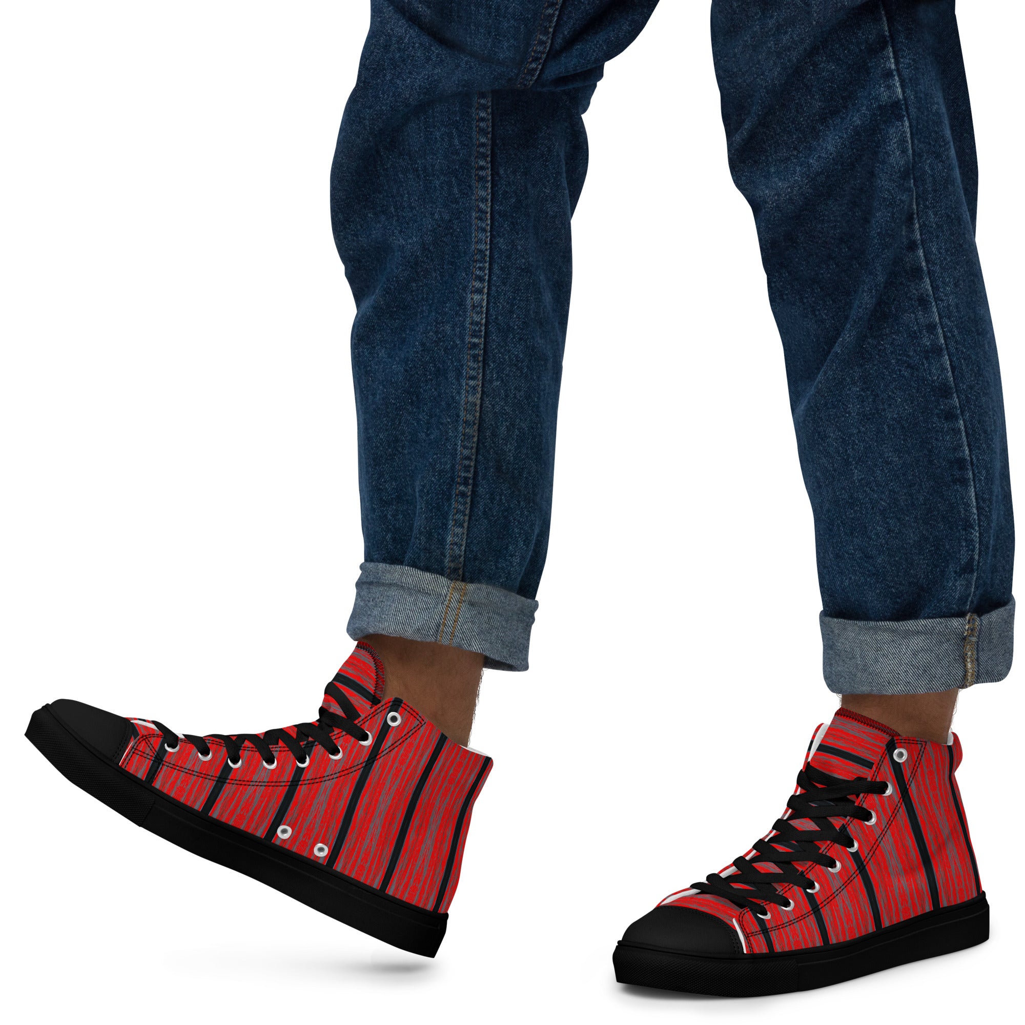 Salmon Reef Men’s High Top Canvas Shoes Triboca Arts 5  