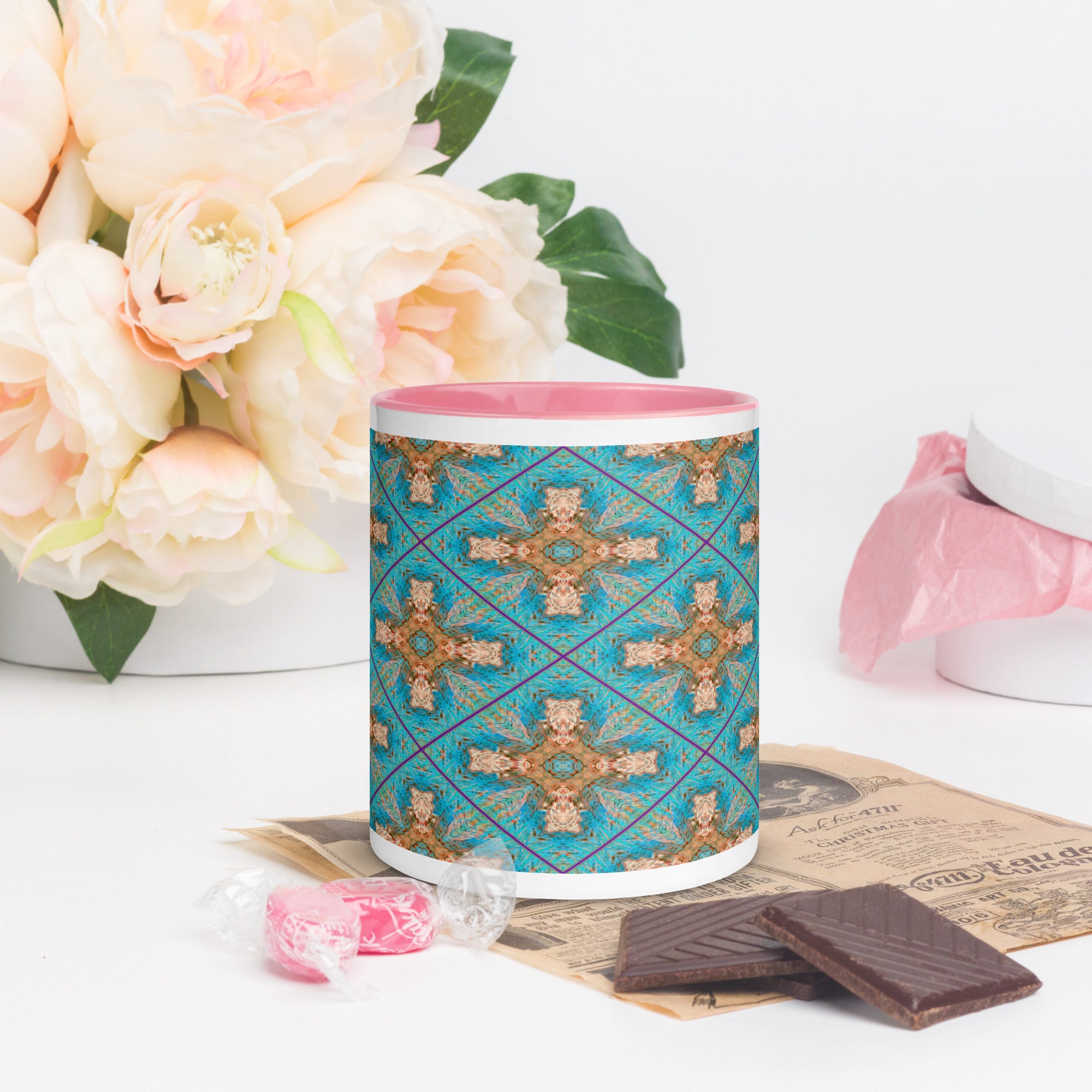 Monterey Strata Mug With Color Inside Triboca Arts Pink  
