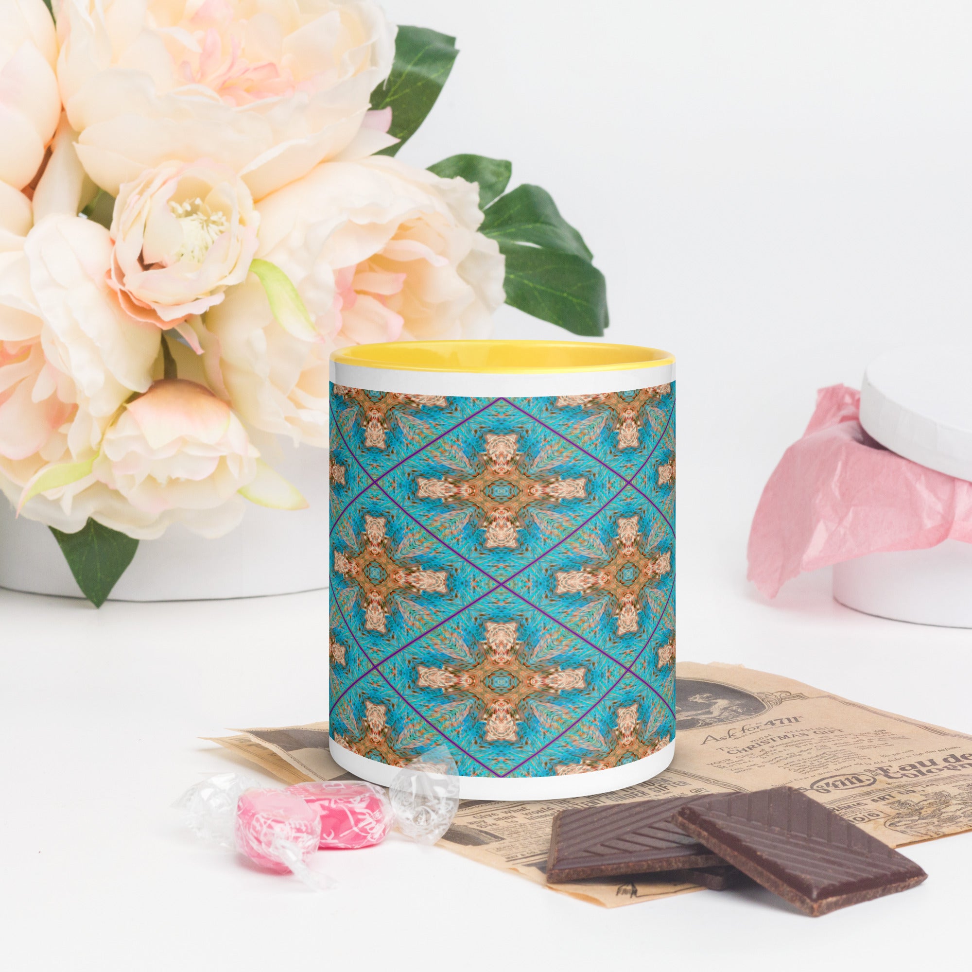 Monterey Strata Mug With Color Inside Triboca Arts Yellow  