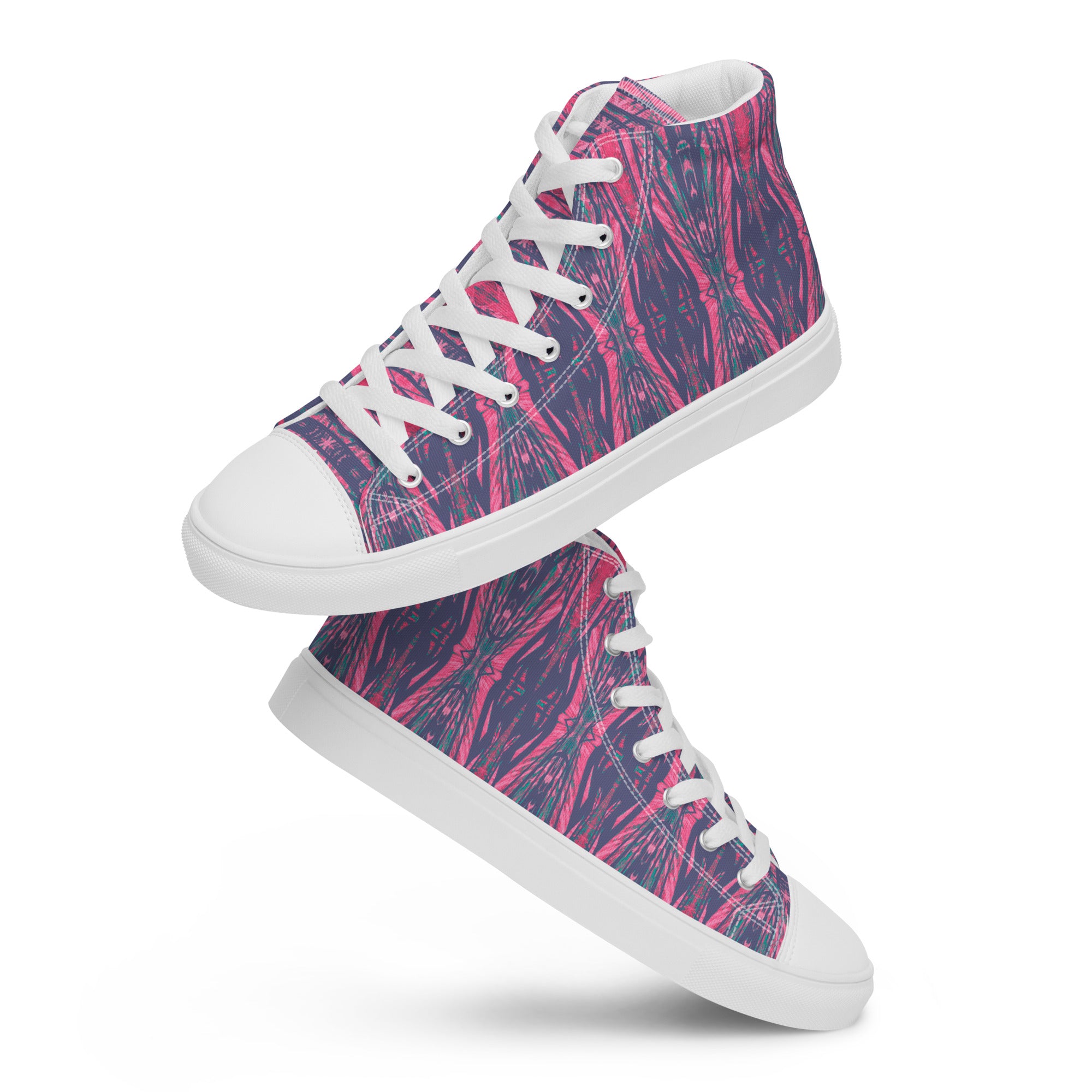 Shadows Gray On Pink Women’s High Top Canvas Shoes Triboca Arts   