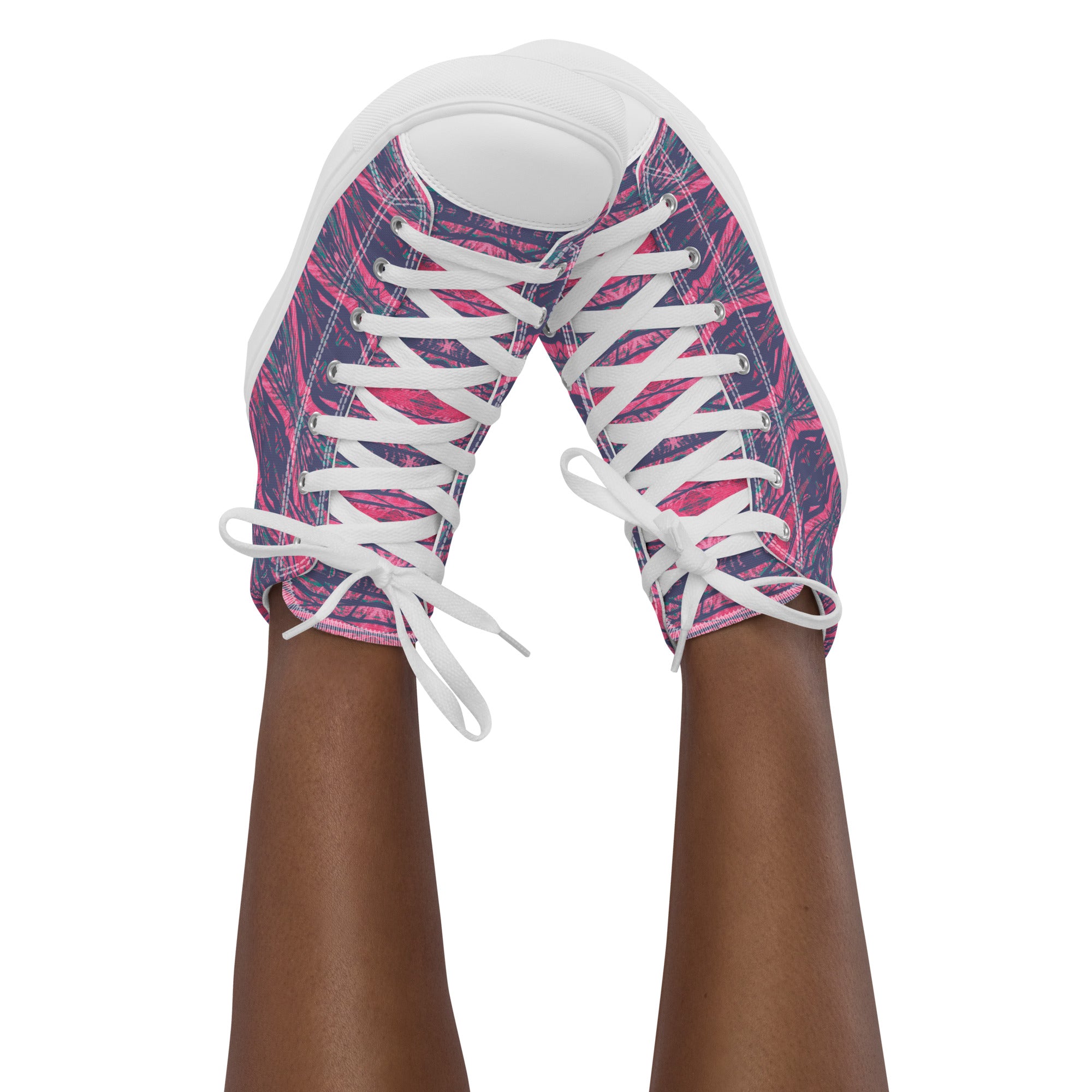 Shadows Gray On Pink Women’s High Top Canvas Shoes Triboca Arts   