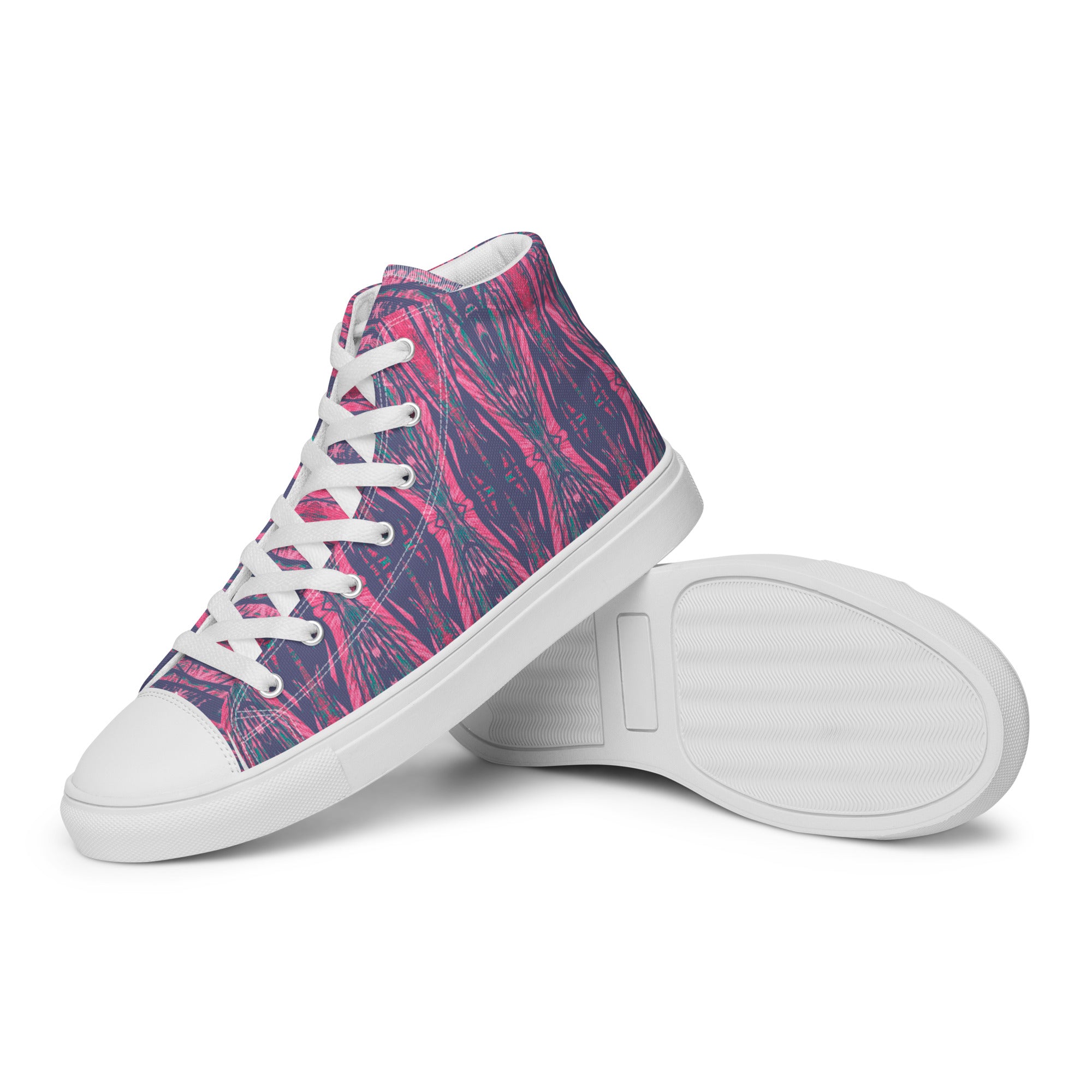 Shadows Gray On Pink Women’s High Top Canvas Shoes Triboca Arts   