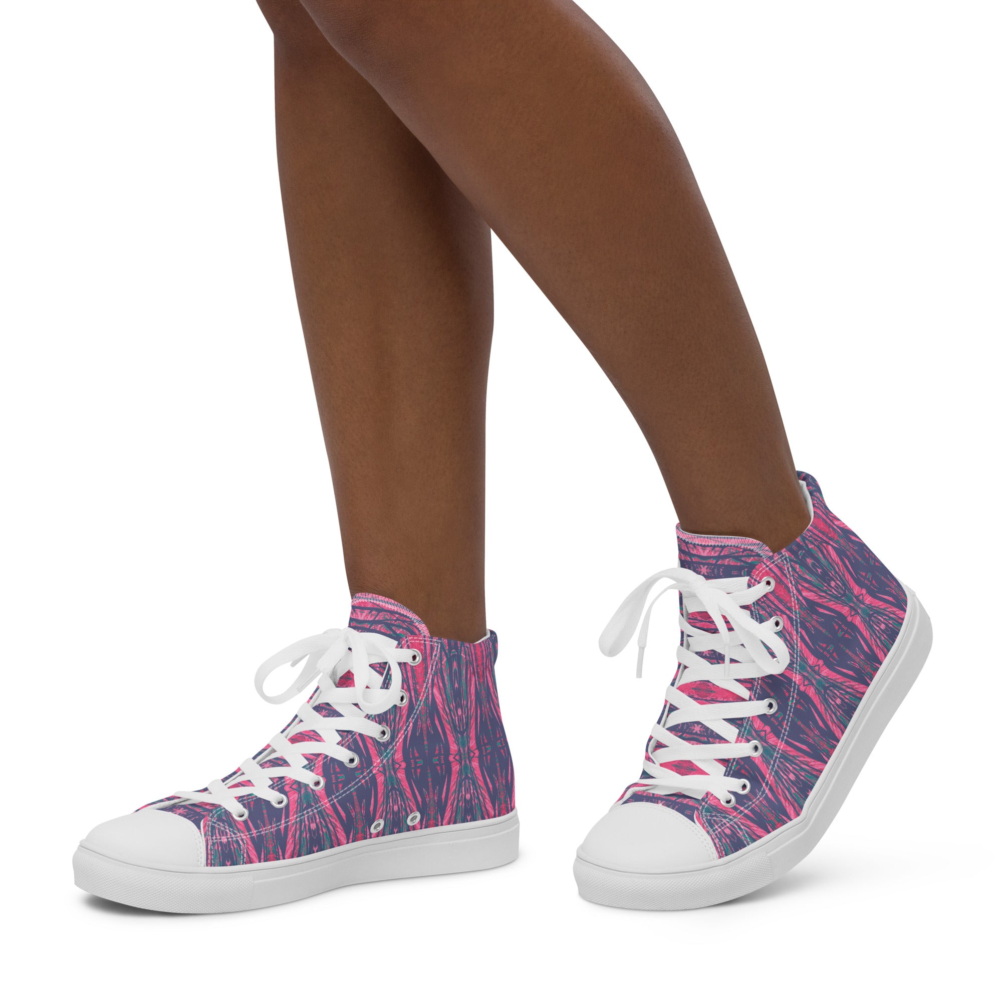 Shadows Gray On Pink Women’s High Top Canvas Shoes Triboca Arts   