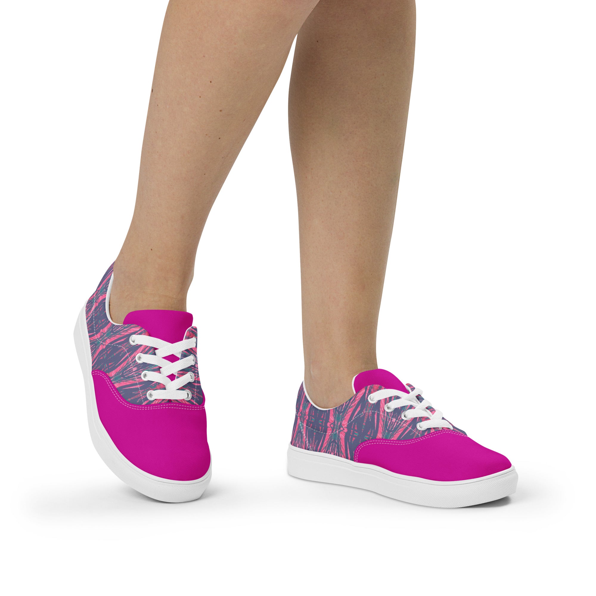 Shadows Gray On Pink Women’s Lace-Up Canvas Shoes Triboca Arts   