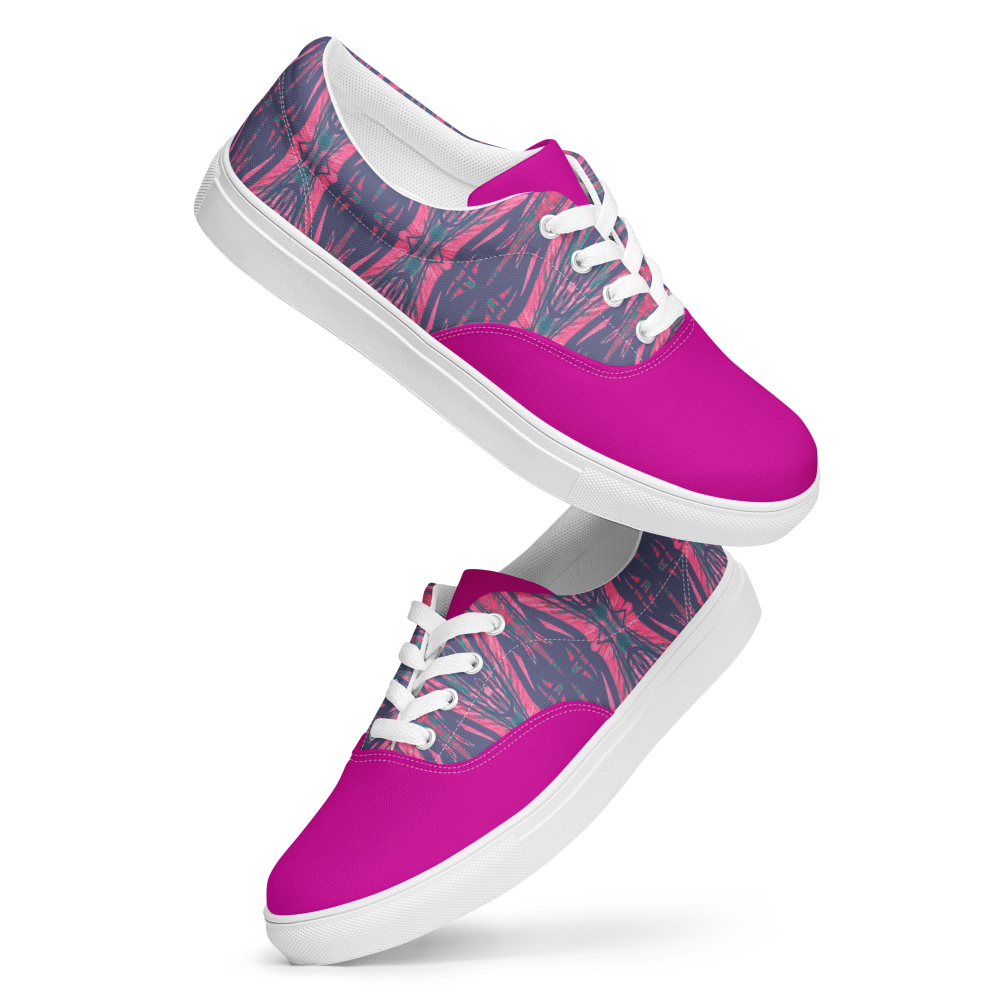Shadows Gray On Pink Women’s Lace-Up Canvas Shoes Triboca Arts   