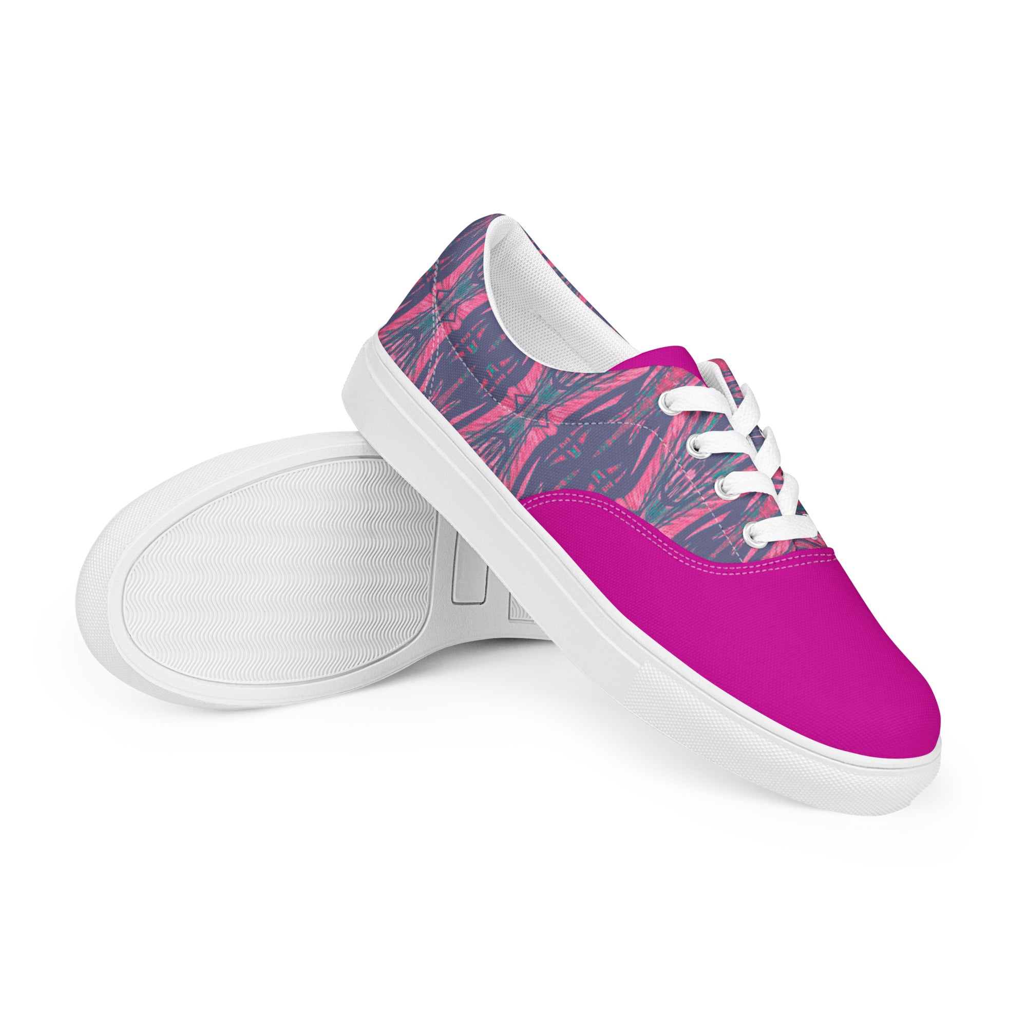 Shadows Gray On Pink Women’s Lace-Up Canvas Shoes Triboca Arts 5  